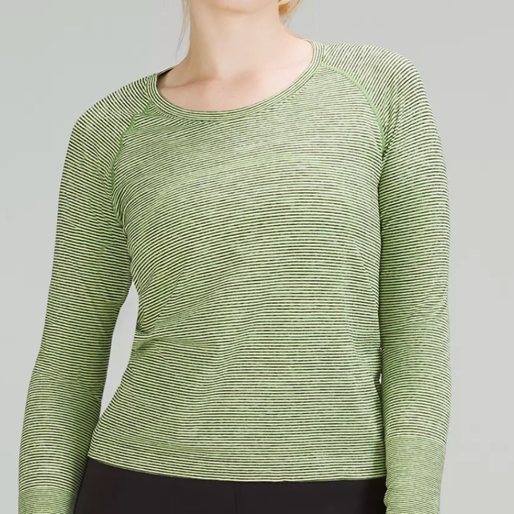 Lululemon Swiftly Tech Long-sleeve Shirt 2.0 Race Length Size 6 Lime green/gray